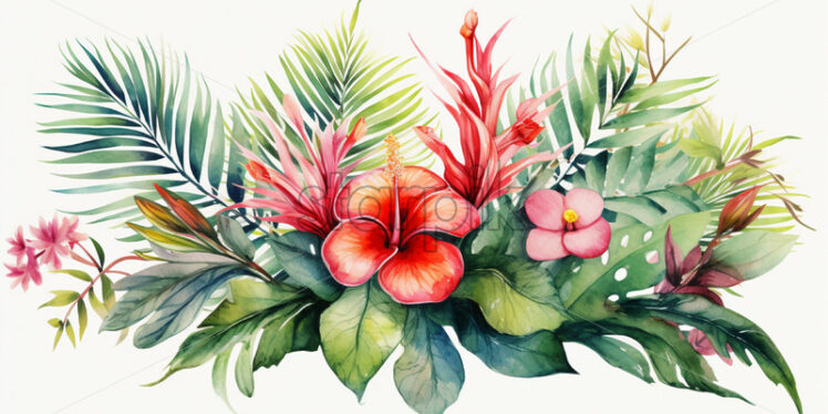 Tropical wonders, in watercolor clipart style - Starpik Stock