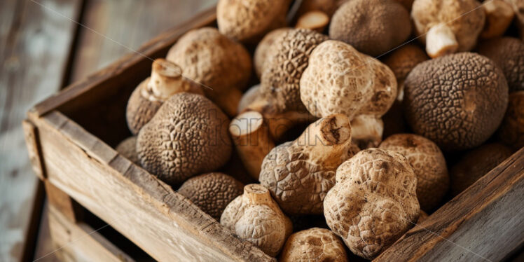 Truffles in a box at the market ready for sale - Starpik Stock