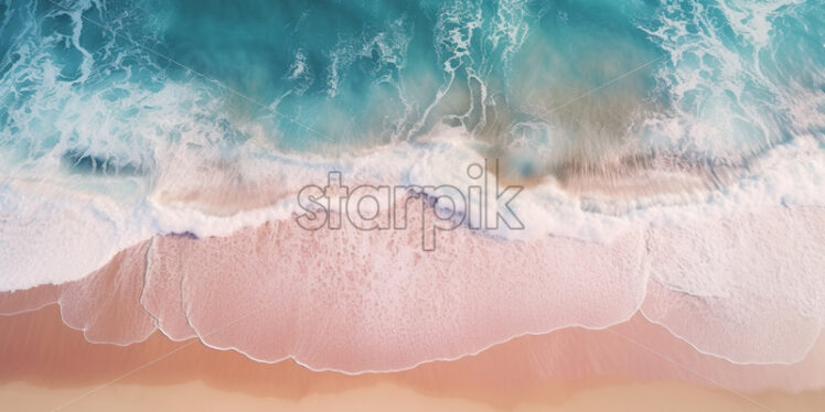 Turquoise aqua waves and beach with sand. - Starpik Stock