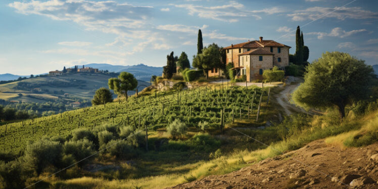 Tuscan landscapes. Picturesque vineyards. Countryside. Scenic beauty - Starpik Stock