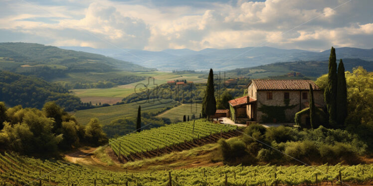 Tuscan landscapes. Picturesque vineyards. Countryside. Scenic beauty - Starpik Stock