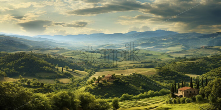 Tuscan landscapes. Picturesque vineyards. Countryside. Scenic beauty - Starpik Stock