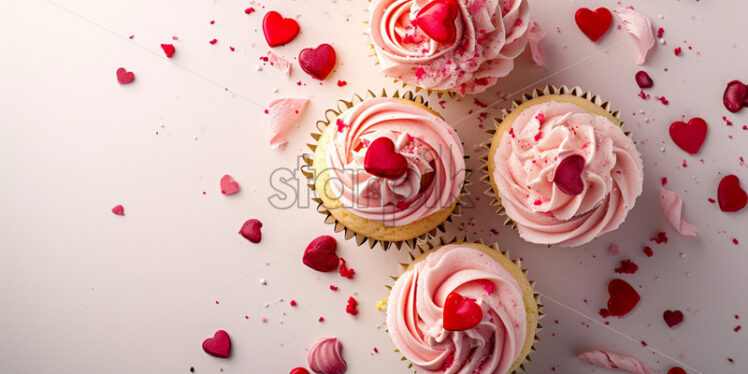 Valentine's Day postcard with cupcakes on a white isolate background - Starpik Stock