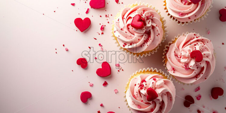 Valentine's Day postcard with cupcakes on a white isolate background - Starpik Stock