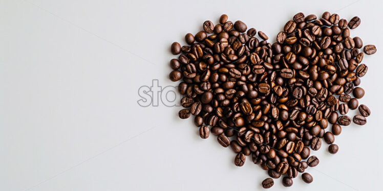 Valentine's Day postcard with heart from coffee beans on white background - Starpik Stock