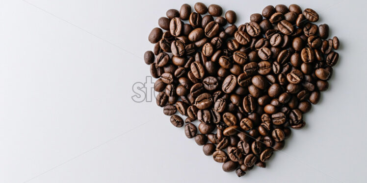 Valentine's Day postcard with heart from coffee beans on white background - Starpik Stock