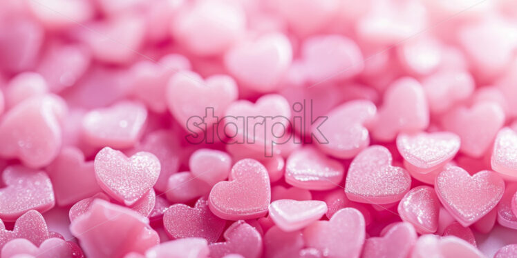 Valentine's Day postcard with many small pink hearts on white background - Starpik Stock