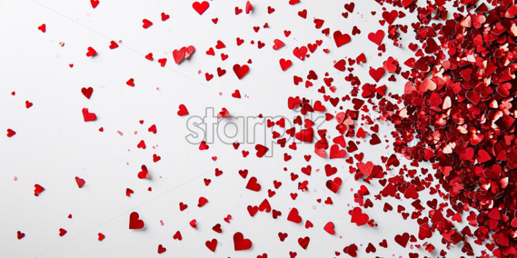 Valentine's Day postcard with red confetti on a white isolate background - Starpik Stock