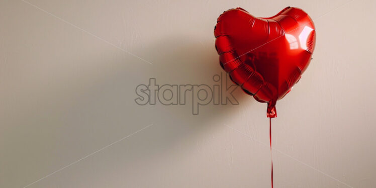 Valentine's Day postcard with red heart balloon on white background - Starpik Stock