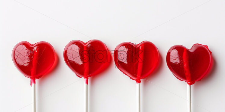 Valentine's Day postcard with red lollipops on white background - Starpik Stock