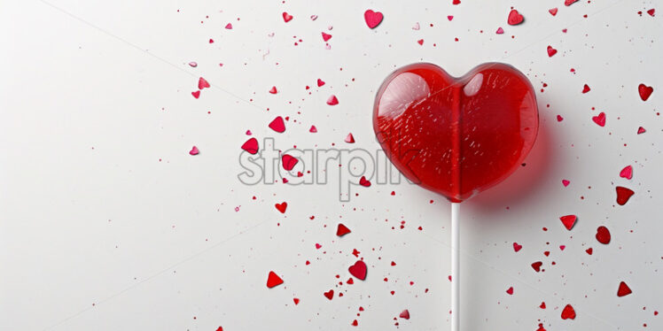 Valentine's Day postcard with red lollipops on white background - Starpik Stock