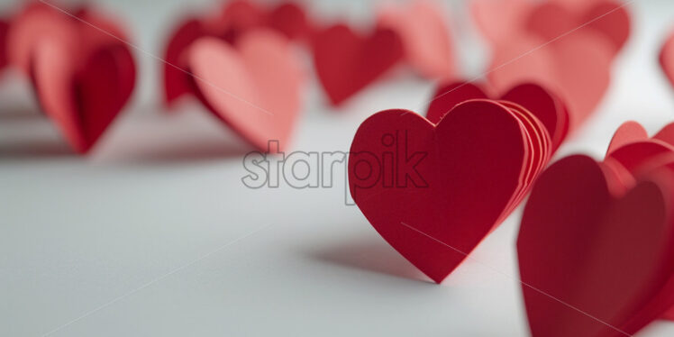 Valentines day card with red heart-shaped paper elements  - Starpik Stock