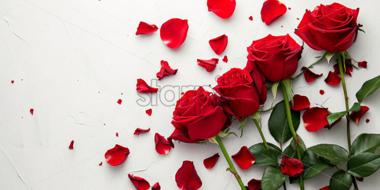 Valentines day card with red roses on white background - Starpik Stock