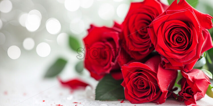 Valentines day card with red roses on white background - Starpik Stock