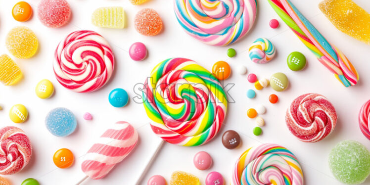 Variety of candies on a isolate white background - Starpik Stock