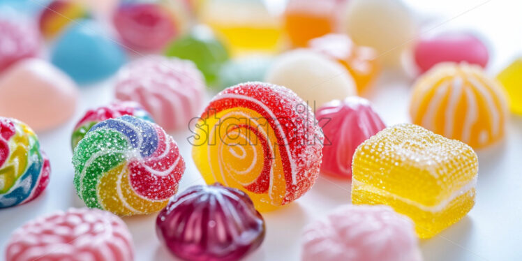 Variety of candies on a isolate white background - Starpik Stock