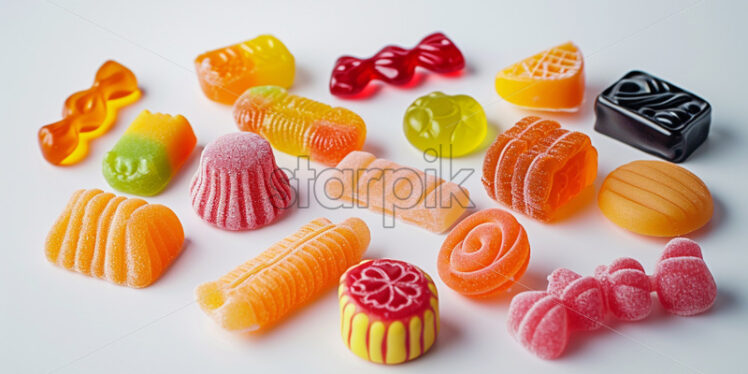 Variety of candies on a isolate white background - Starpik Stock