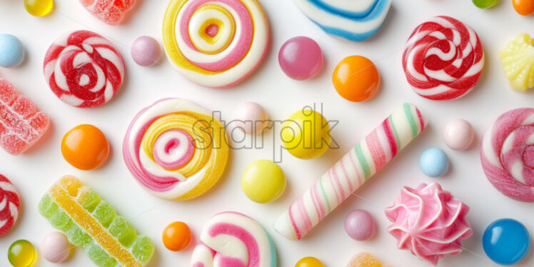 Variety of candies on a isolate white background - Starpik Stock