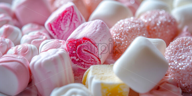 Variety of marshmallow sweets, arranged on a plate - Starpik Stock