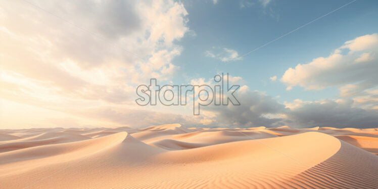 Vast sand dunes stretching to the horizon under the scorching sun - Starpik Stock