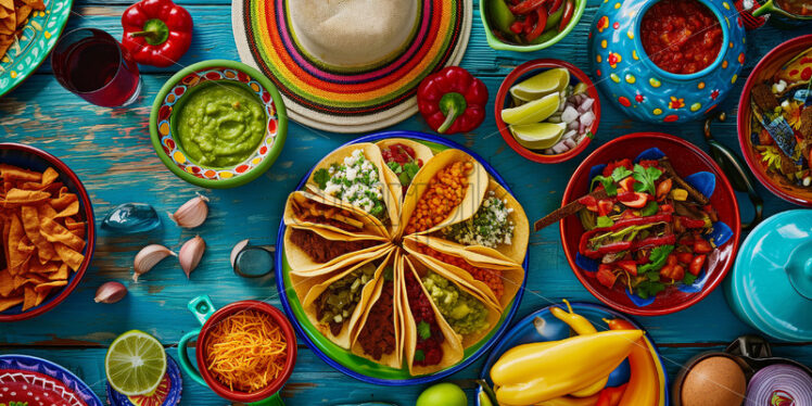  Vibrant Mexican tacos in a festive setting - Starpik Stock