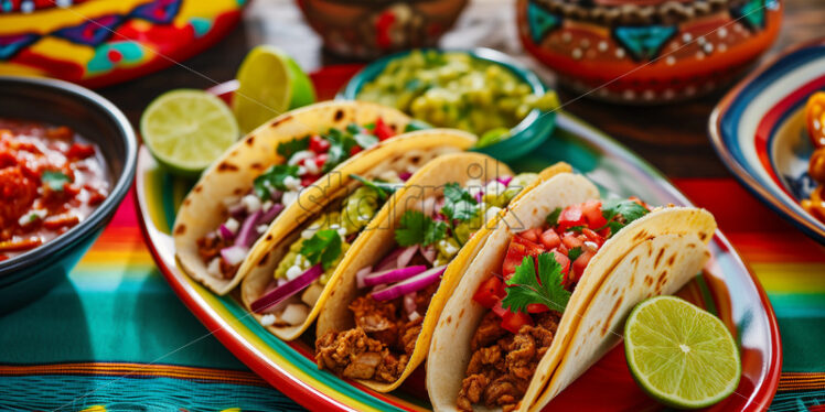  Vibrant Mexican tacos in a festive setting - Starpik Stock