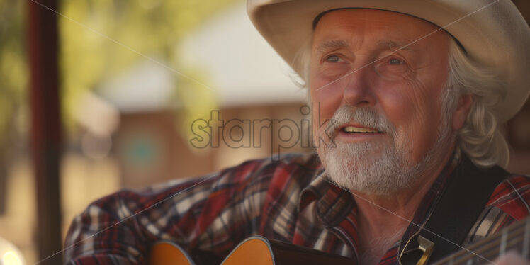 Vibrant candid shot of a bluegrass musician  - Starpik Stock