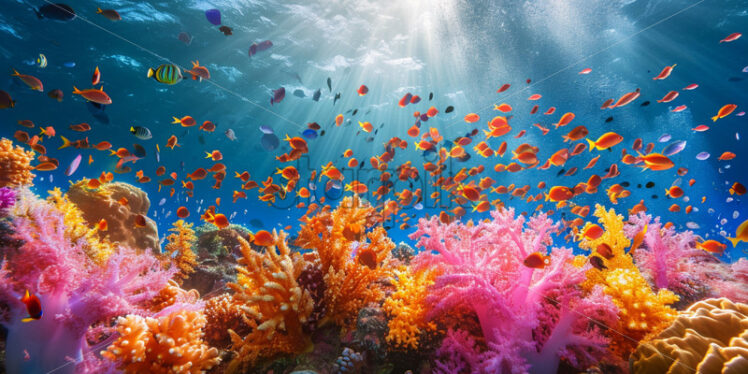 Vibrant coral reefs teeming with marine life - Starpik Stock