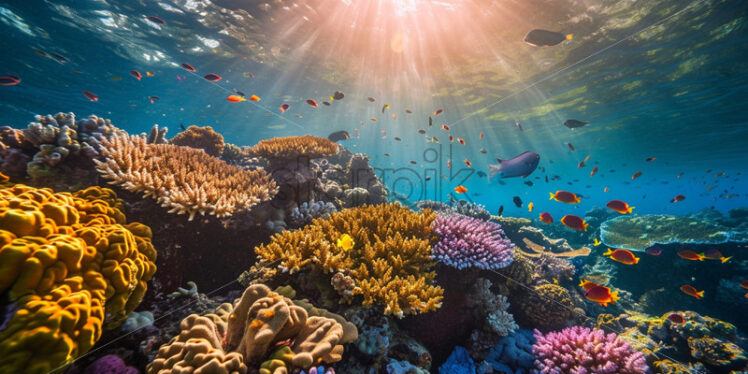 Vibrant coral reefs teeming with marine life - Starpik Stock