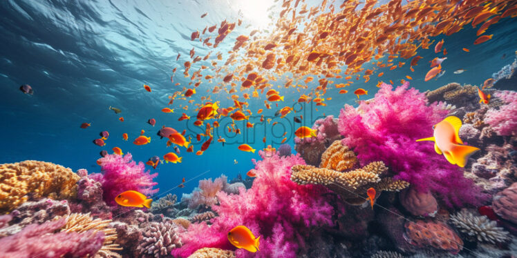 Vibrant coral reefs teeming with marine life - Starpik Stock