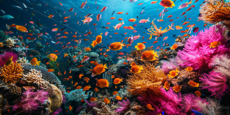 Vibrant coral reefs teeming with marine life - Starpik Stock