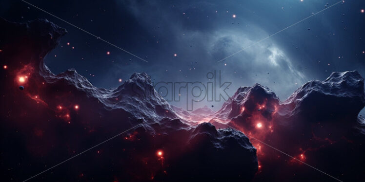 View from space to the galaxies, stars, comet - Starpik Stock