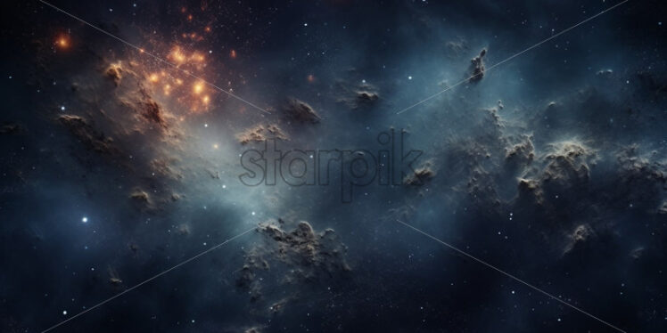 View from space to the galaxies, stars, comet - Starpik Stock