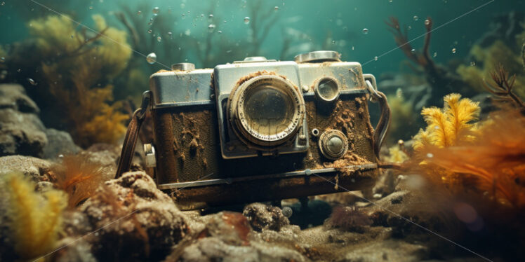 Vintage realistic photo underwater ,close up.Marine concept - Starpik Stock