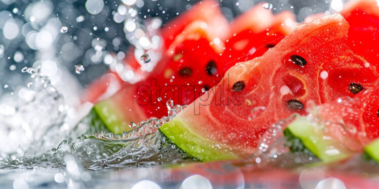 Water melon slices splash juicy for mock up product - Starpik Stock