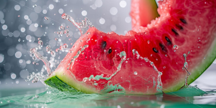 Water melon slices splash juicy for mock up product - Starpik Stock