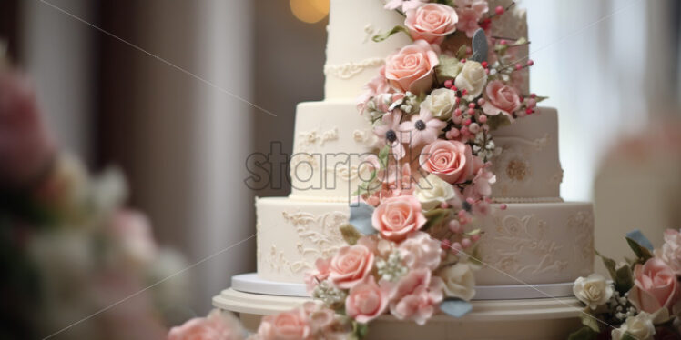 Wedding cake with flowers on top - Starpik Stock