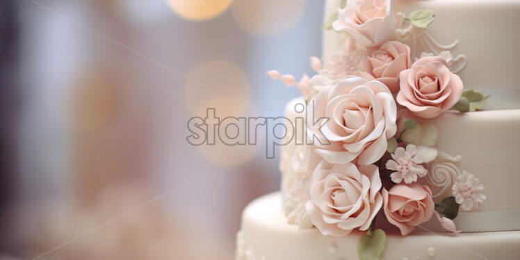 Wedding cake with flowers on top - Starpik Stock