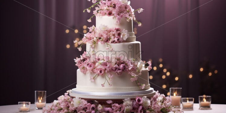 Wedding cake with flowers on top - Starpik Stock