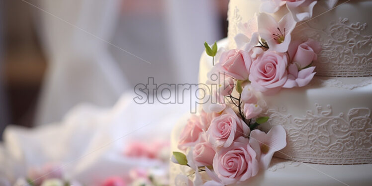 Wedding cake with flowers on top - Starpik Stock