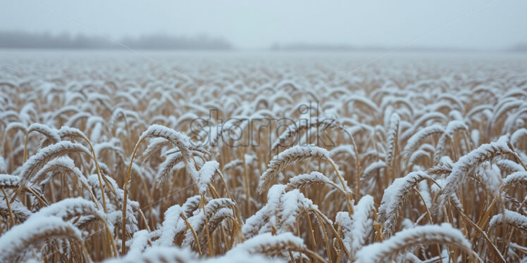 Wheat ripe but not threshed, in winter - Starpik Stock