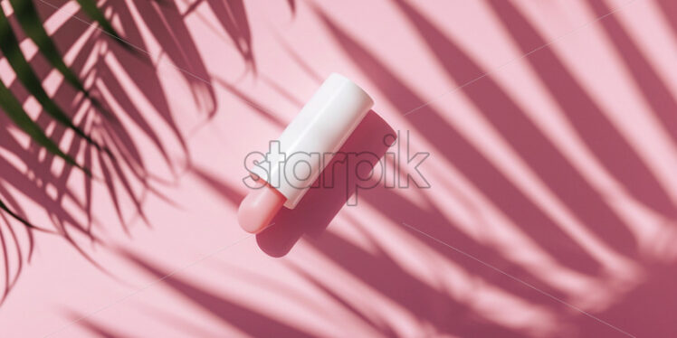 White blank lip balm chapstick on a light pink background - Starpik Stock