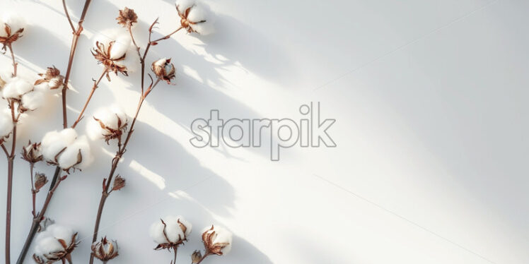 White blank surface with cotton flower - Starpik Stock