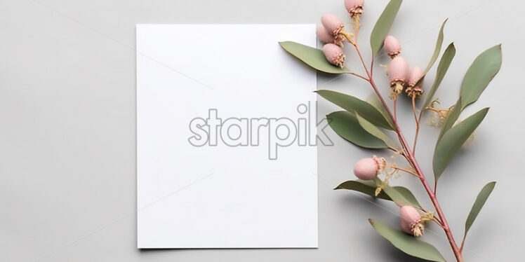 White greeting card with exotic flower - Starpik Stock