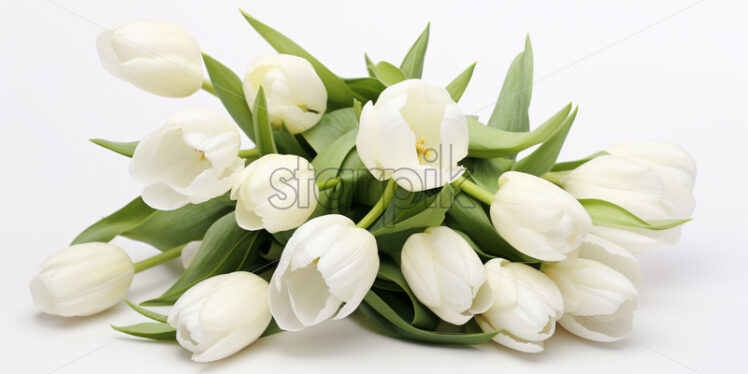 White tulips on isolated white background. Mother's day concept - Starpik Stock