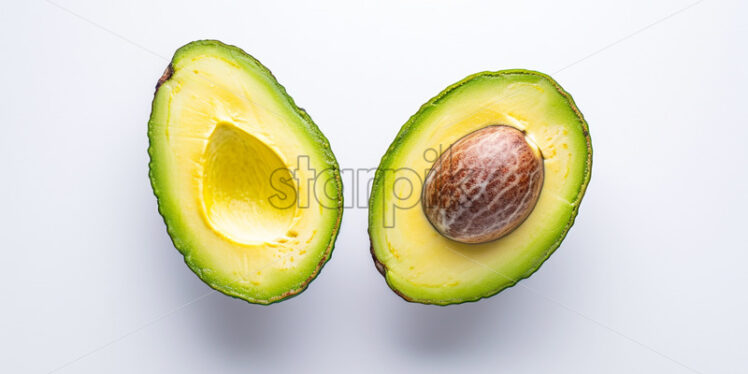 Whole and cut avocados on white background - Starpik Stock