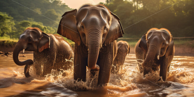 Wise and old elephant, the gentle giant of the jungle, leading its majestic herd - Starpik Stock