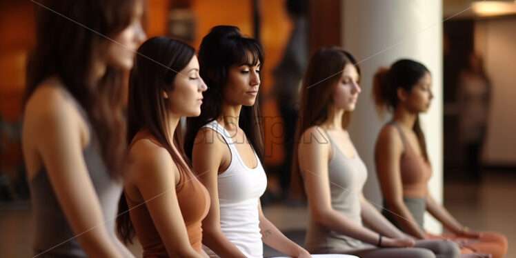 Woman doing yoga with her colleagues - Starpik Stock