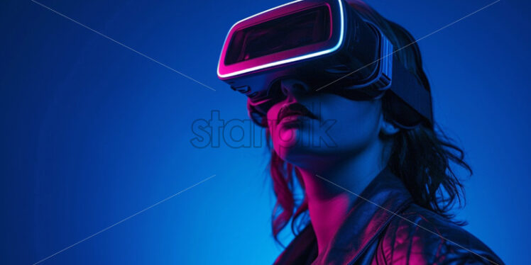 Woman with VR glasses neon lights - Starpik Stock