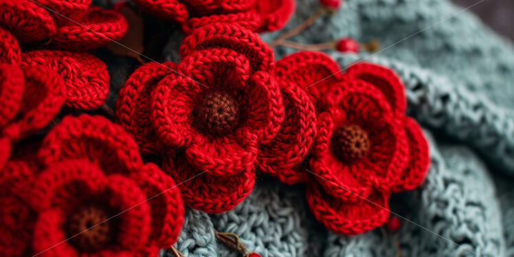 Wonderful hand-crocheted wool roses - Starpik Stock